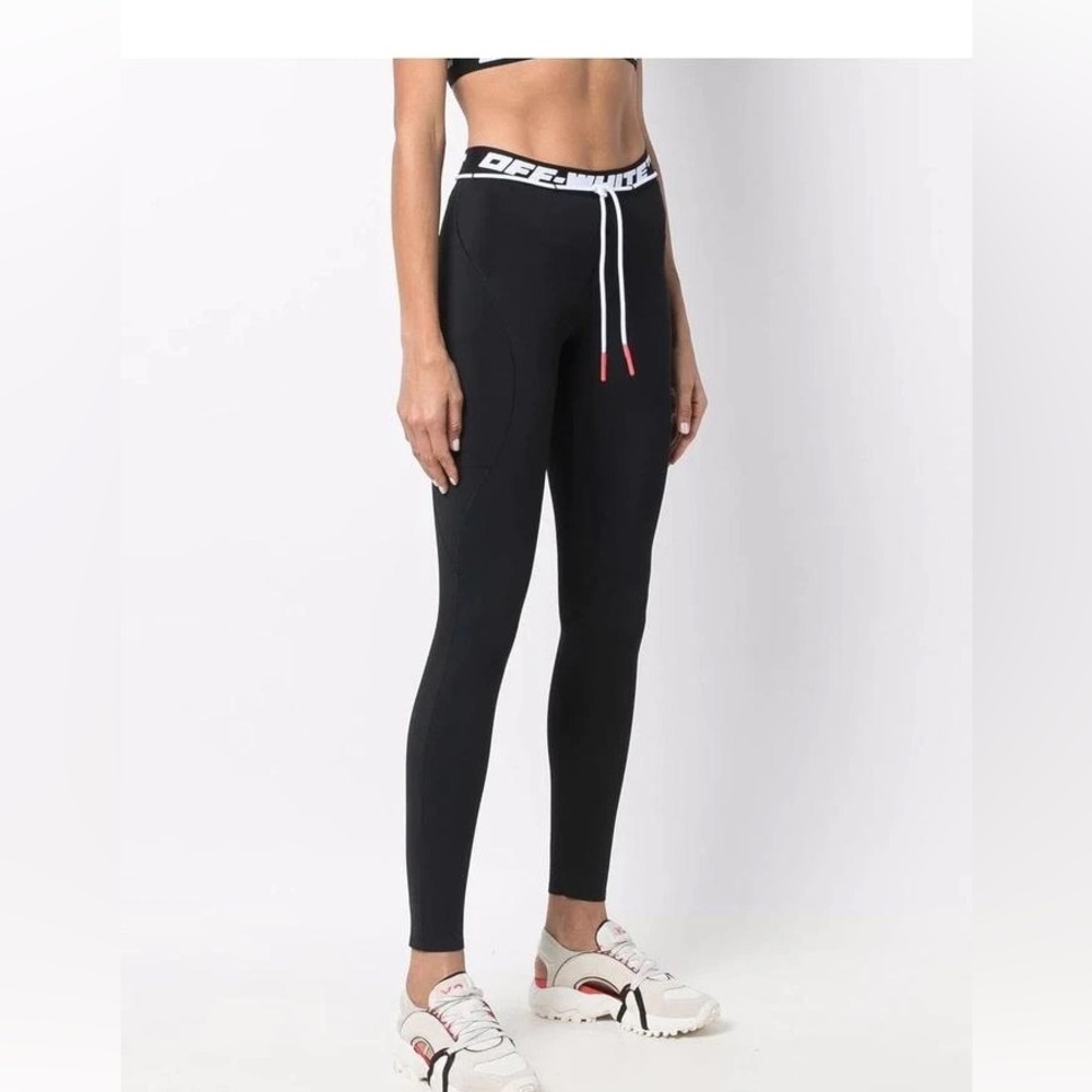 Off-White Black Logo Waist Drawstring Leggings NW… - image 2